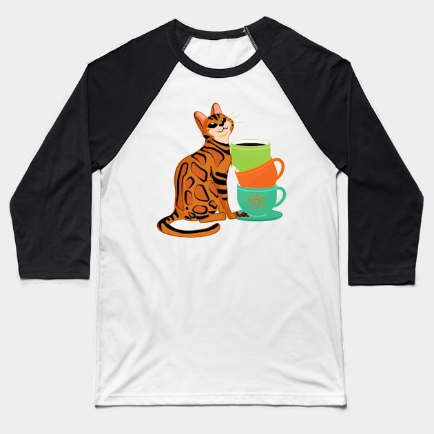 Easily Distracted by Cats and Coffee Baseball T-Shirt by nathalieaynie